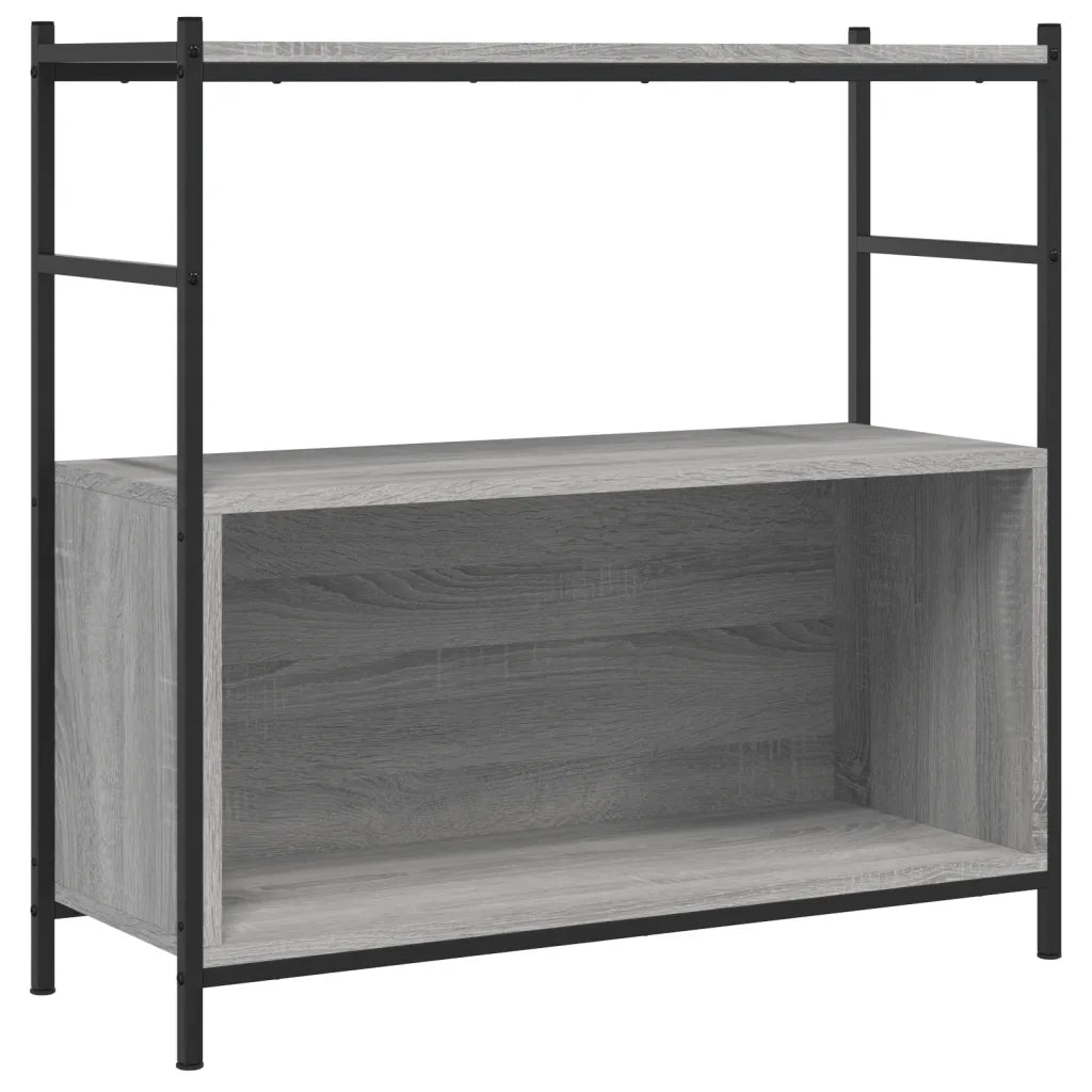 Libreria-Scaffale per Libri-Mobile di Stoccaggio Grigio Sonoma 80x30x78,5 cm Legno Multistrato e Ferro