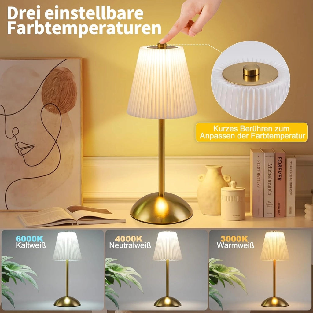 ZMH Lampada da tavolo LED set 2 pezzi bianca wireless dimmerabile 3 temperature colore per camera letto soggiorno