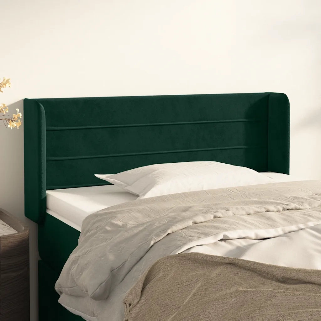 Testiera ad Orecchio-Testata con Orecchie Verde Scuro 83x16x78/88 cm in Velluto 246990
