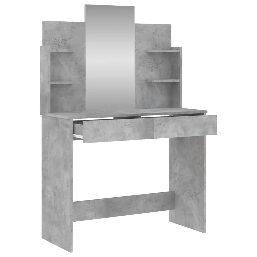Toeletta con Specchio-Tavolo da Vanit¨¤ Grigio Cemento 96x39x142 cm