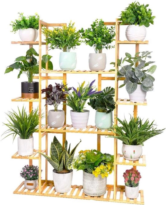 Sostegni per piante in bambù per interni ed esterni - piattaforma a gradoni per piante - angoli e recinzioni per giardino - sostegni per vasi per giardino, balcone e salotto