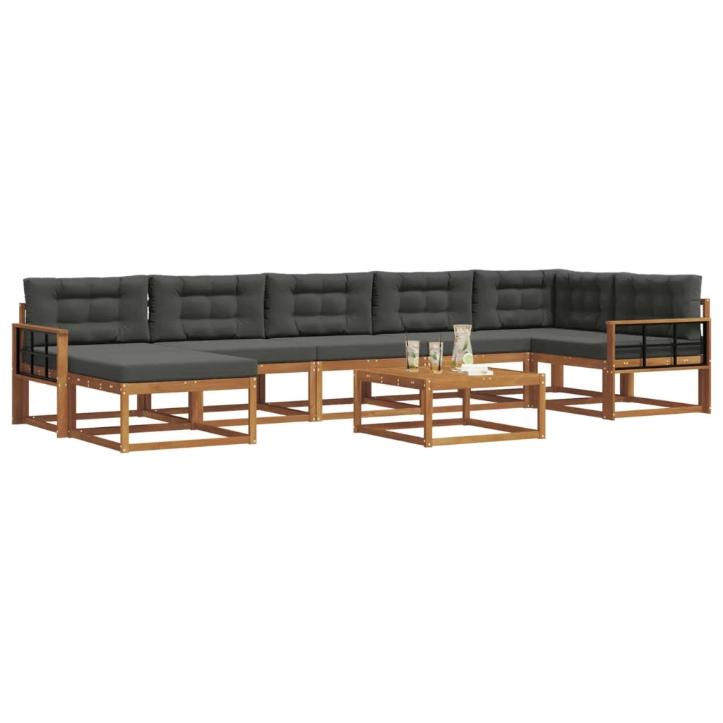 Set di divani da esterno con cuscino 8 pcs Naturale e Antracite 3367940