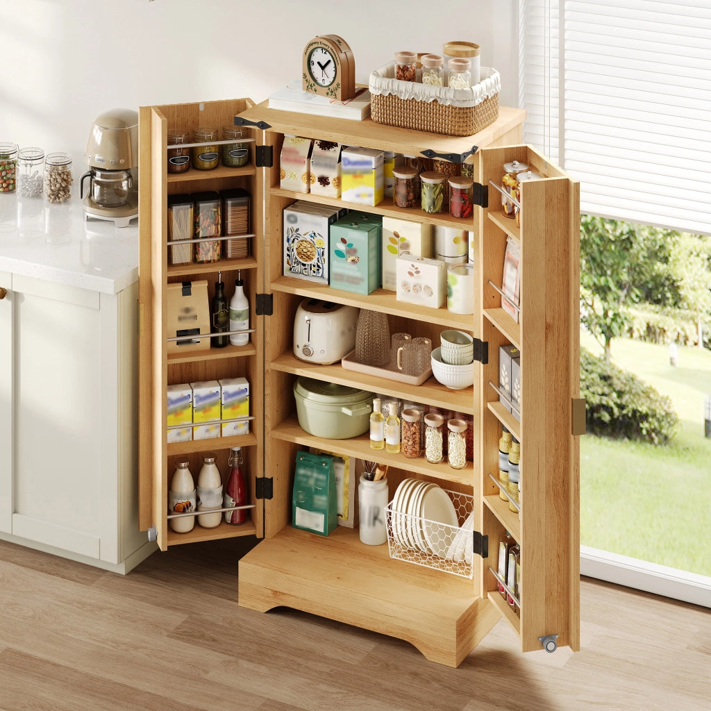 Mobile alto da cucina con LED a sensore e ripiani regolabili 120x60;5x40 cm