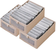 Organizzatore per abbigliamento, diviso in cassetto pieghevole, spazio di stoccaggio per intimo, adatto per camera da letto, armadio e cassetti (kaki, L-3 pezzi)