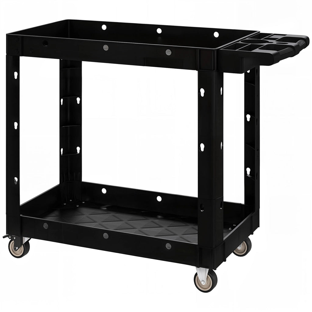 Carrello per attrezzi ¨C zephmum ¨C 2 ripiani, maniglie, ruote, plastica, nero