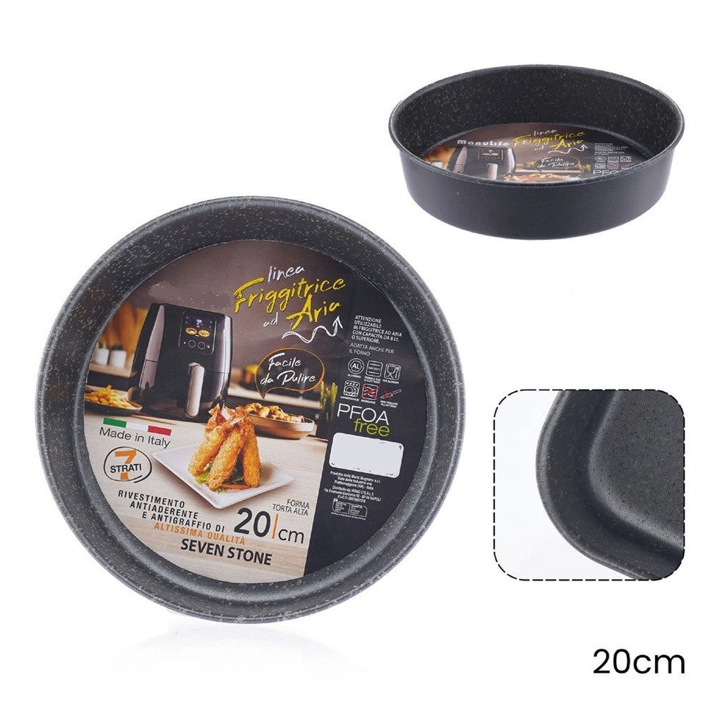 Trade Shop - Teglia Rotonda 20cm Per Friggitrice Ad Aria Forno Antiaderente Tortiera Focaccia 054095 -