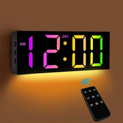 Cronografo digitale LED grande con display da 12 pollici, orologio digitale colorato con luce notturna a distanza, silenzioso regolabile con dimmer, adatto per soggiorno, camera da letto, ufficio, studio