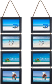 Decorazione per Parete con Cornice per Fotografie in Legno Rustico per 8 Immagini