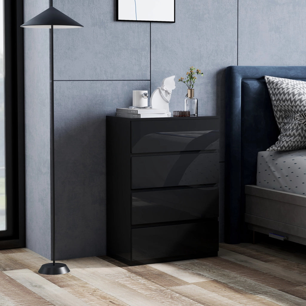 Cassettiera 4 Cassetti 55x33x80 cm Design Moderno e Multiuso in Legno Nero