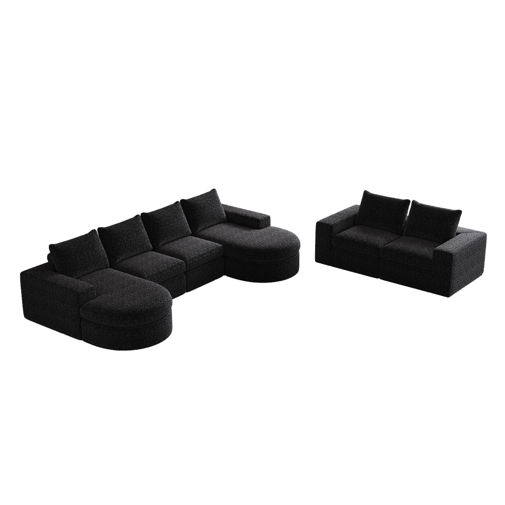 Divano Modulare Angolare con Chaise Longue ¨C MINIMAL ¨C Chenille, 2 Posti