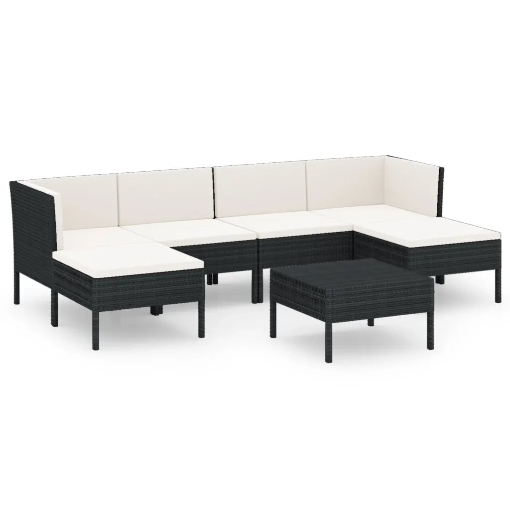 Set Divani da Giardino 7 pz con Cuscini in Polyrattan Nero 3094536