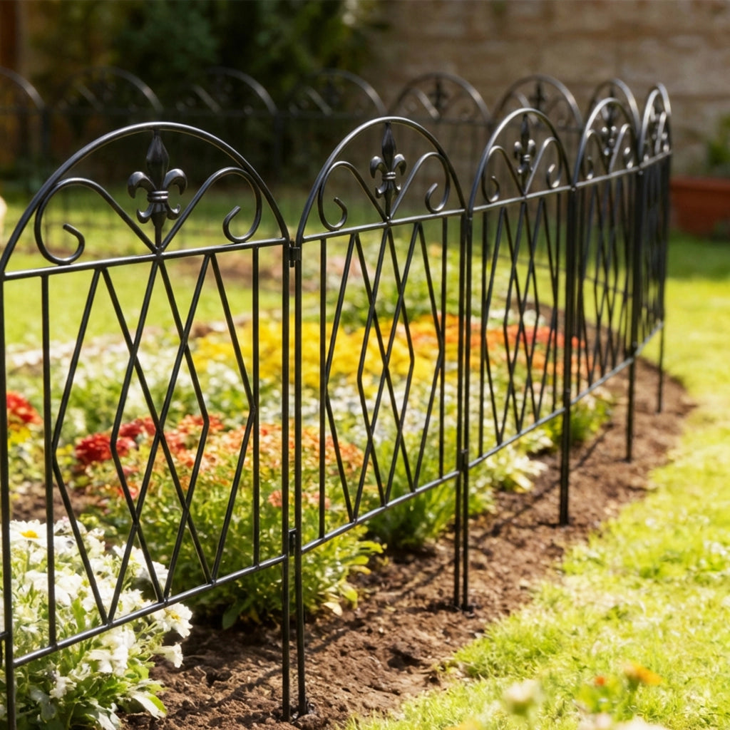 Set 4 Vallas de Jard¨ªn Met¨¢licas ¨C zephmum ¨C Nero, 125x56 cm