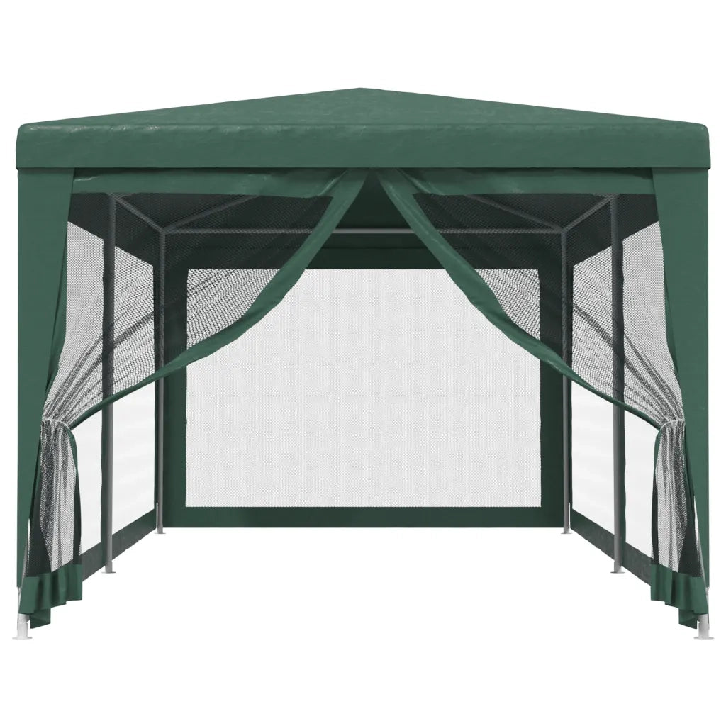 Tenda per Feste con 6 Pareti Laterali in Rete Verde 3x6 m HDPE