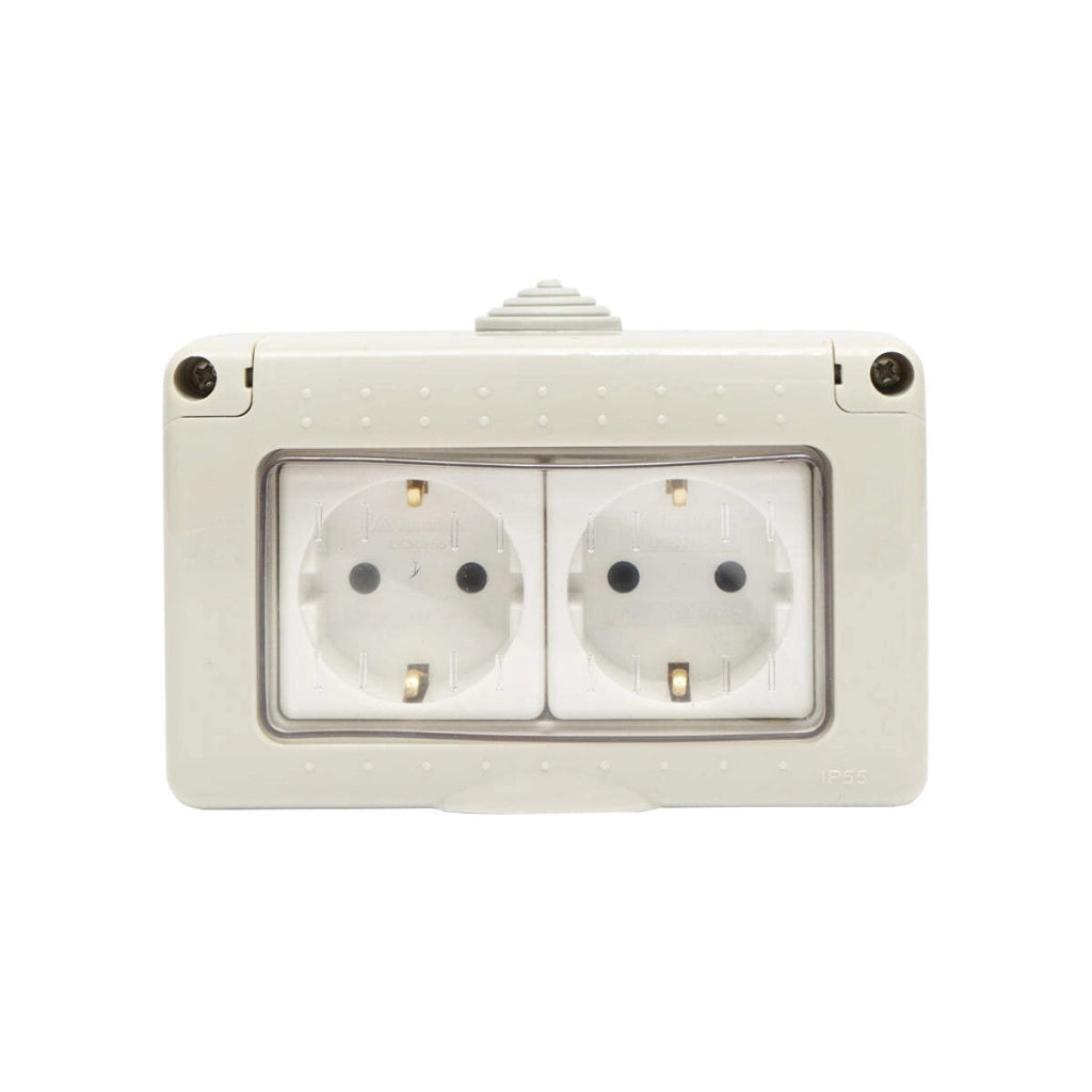 Doppia presa schuko PT IP55, 16A, 250V