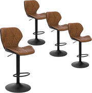 Set di 4 Sgabelli da Bar Cucina Sgabello Alto con schienale in Simipelle Sedia Alta da Sala Pranzo con Poggiapiedi Marrone 0662BY-4
