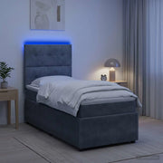 Letto Box Spring LED con Materasso Grigio Scuro 90 x 200 cm 3455994