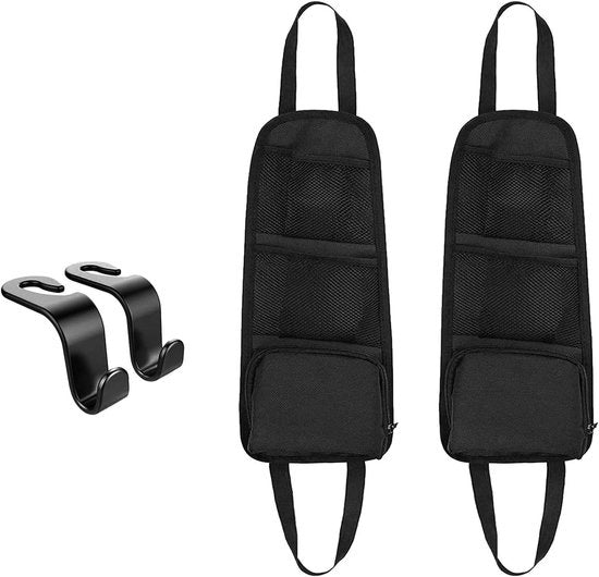 Organizzatore di Pannelli per Auto con 3 Compartimenti, 2 Pezzi, Impermeabile, Ripiegabile con 3 Tasche Appese