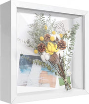 Fotolijst 3D, 20 x 20 cm, profilo profondo per oggetti fino a 3 cm, cornice per oggetti da riempire, forma quadrata per parete o scrivania (bianco, 20 x 20 cm)