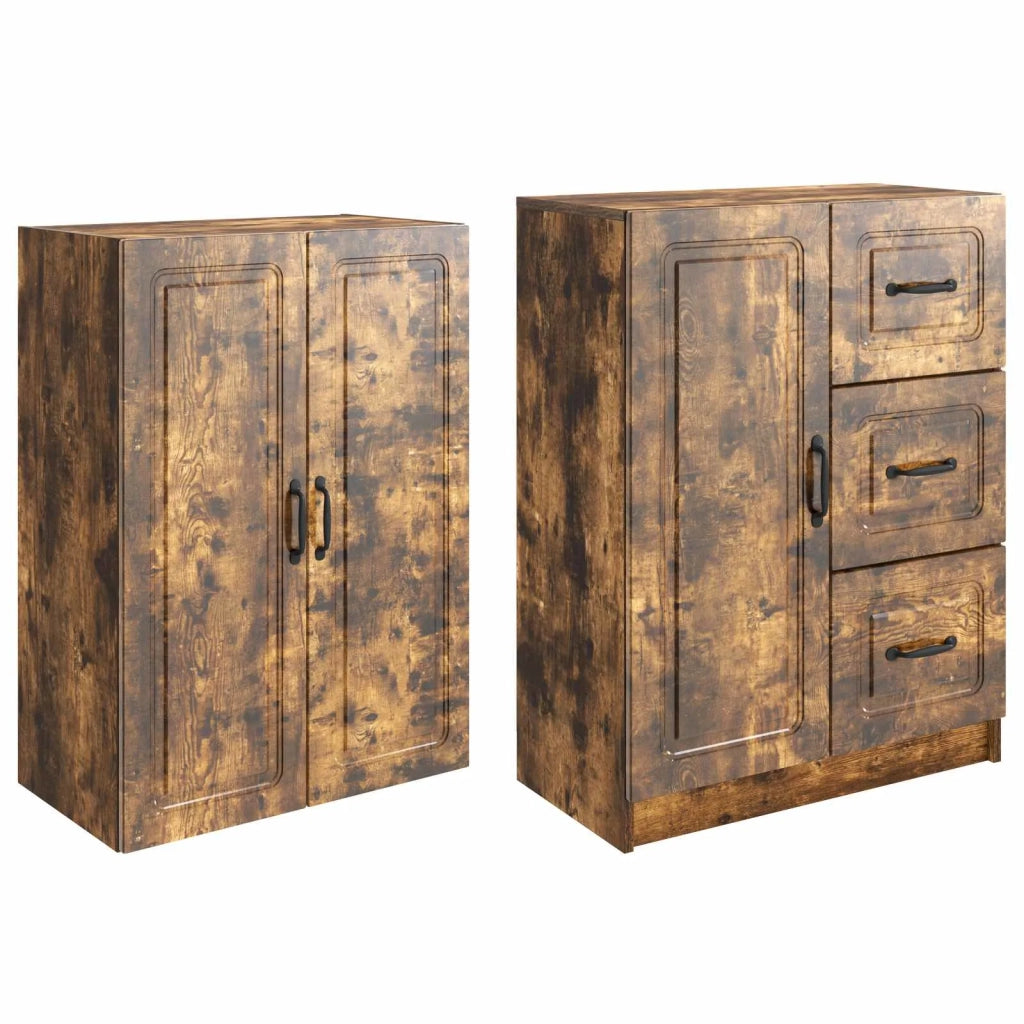 Set di armadi 2 pcs Rovere Fumo Legno ingegnerizzato