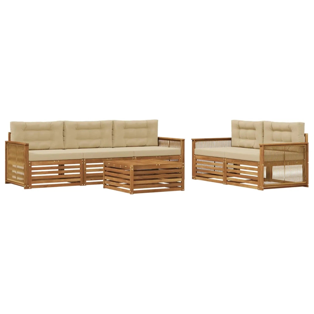 Set di divani da esterno 6 pz Naturale e Beige 3383031
