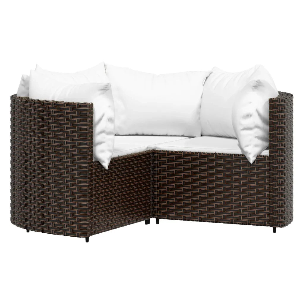 Set Mobili da Giardino 4 pz con Cuscini in Polyrattan Marrone 319760