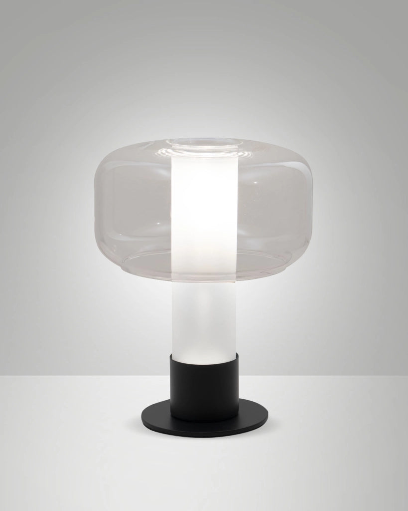 Lampada da Tavolo Flick Trasparente, Struttura in Metallo e Vetro Borosilicato, Dimmerabile al Tocco, Attacco E14 15W, IP20 - Flick