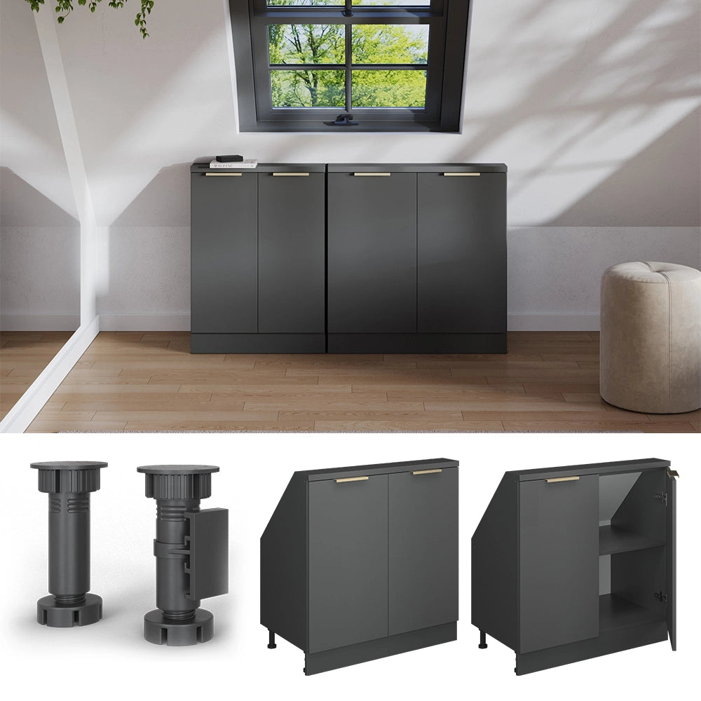 Mobile sottotetto Rion Antracite-oro/Antracite 80 x 83.8 cm con 2 porte Vicco