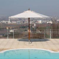 Ombrellone da Giardino Ø3,5 m Palo Ø48 mm in Legno Telo in Acrilico Danieli Havana Ecrù