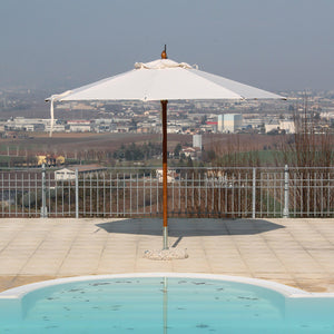 Ombrellone da Giardino Ø3,5 m Palo Ø48 mm in Legno Telo in Acrilico Danieli Havana Ecrù