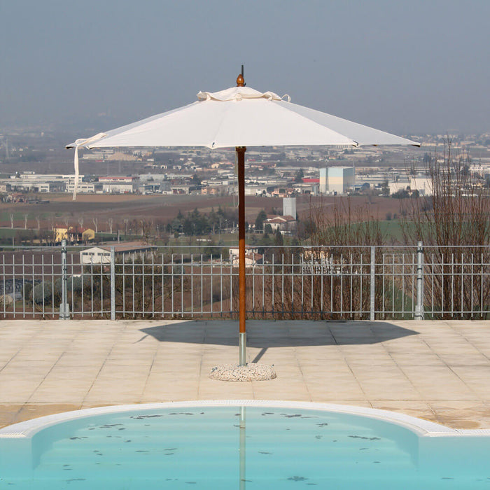 Ombrellone da Giardino Ø3,5 m Palo Ø48 mm in Legno Telo in Acrilico Danieli Havana Ecrù