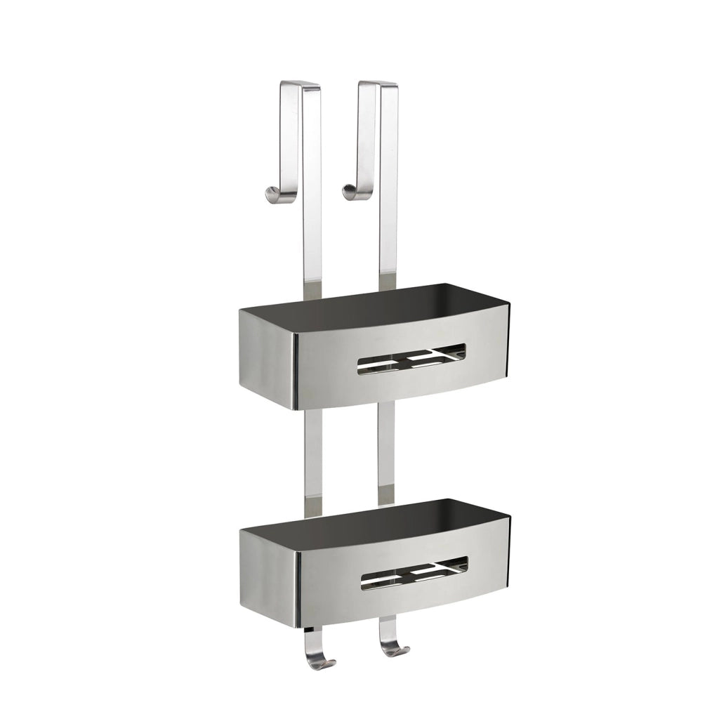 Portaoggetti appendibile 2 ripiani in acciaio inox AISI 304 Gedy serie POSEIDON - Cromo Lucido