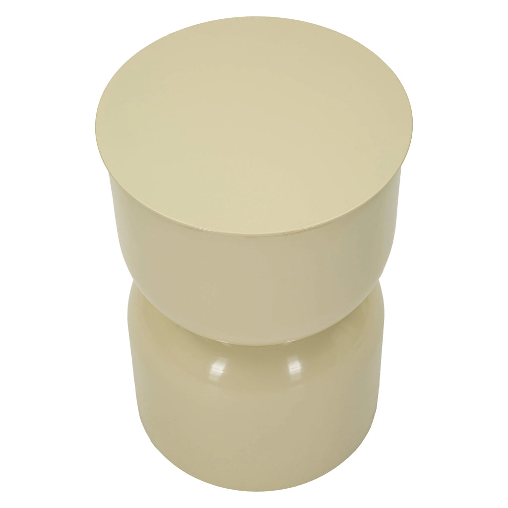 Bandip, Tavolino da Salotto Forma Rotondo, 33x51x33h cm Bianco Crema