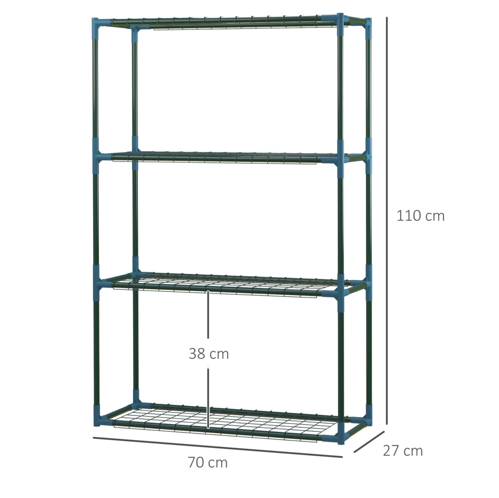 Set 2 scaffali portapiante ULEVR 70x27x110 cm a 4 ripiani in acciaio verde per balcone e giardino