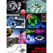 Trade Shop - Striscia Led Colorata Rgb 5m Smd5050 Impermeabile Con Alimentatore E Telecomando -