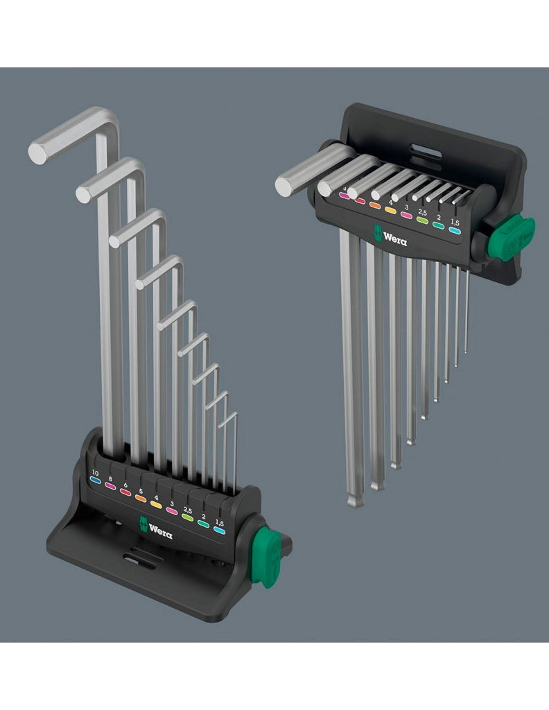 Set di 10 chiavi esagonali WERA Hex-Plus 8 950/9 cromate opache