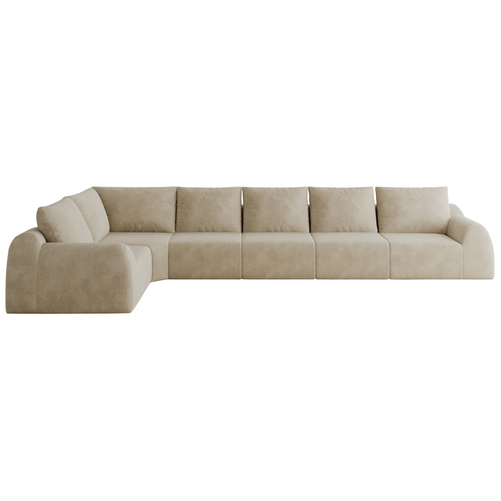 Divano in ciniglia con imbottitura in schiuma elastica 401 × 200 × 85 cm kaki