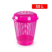 Cesta Portabiancheria Cestone Forato in Plastica Rosa 50 Litri