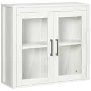 Mobile da Bagno Sospeso con Ante in Vetro e Ripiano Regolabile ¨C Zephmum ¨C 60x19,5x54 cm Bianco