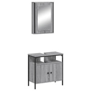 Set Mobili da Bagno | Armadio da bagno 2 pz Grigio Sonoma in Legno Multistrato