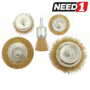 Set spazzole metalliche Tolsen 5 pezzi con attacco 6,35 mm