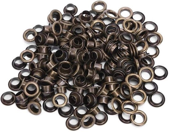 100 pezzi di occhielli in metallo solido stile antico - con 100 pezzi di set di sigillatura 6 mm (bronzo)