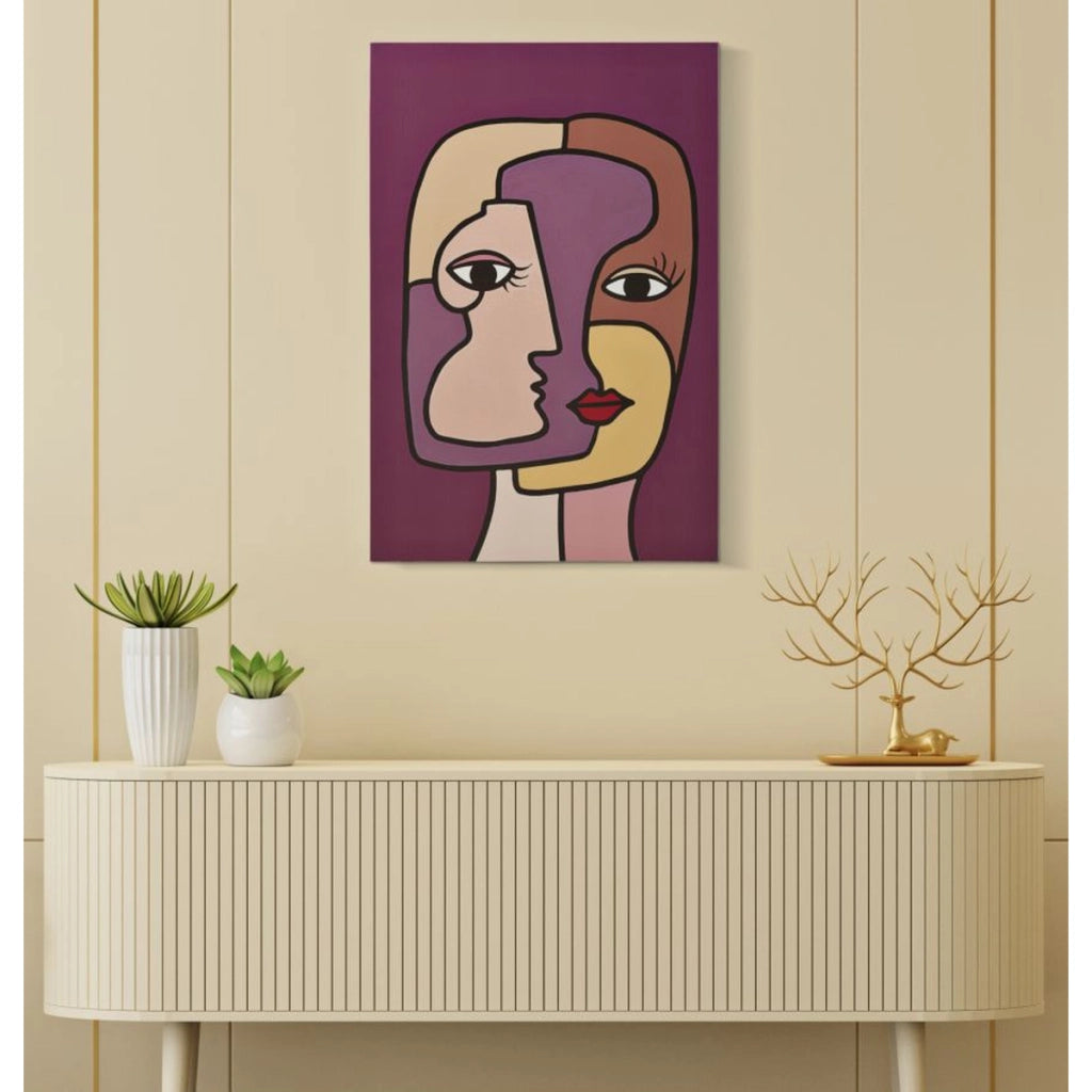 Stampa su Tela Viso 13, Multicolore, Legno, 60x3x90 cm