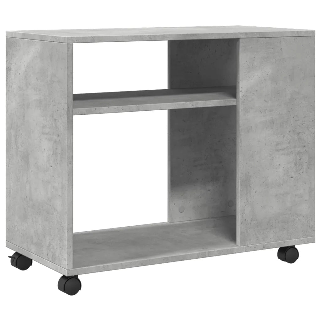 Tavolino con Ruote-Tavolino da soggiorno-Tavolo Grigio Cemento 70x35x60 cm in Truciolato