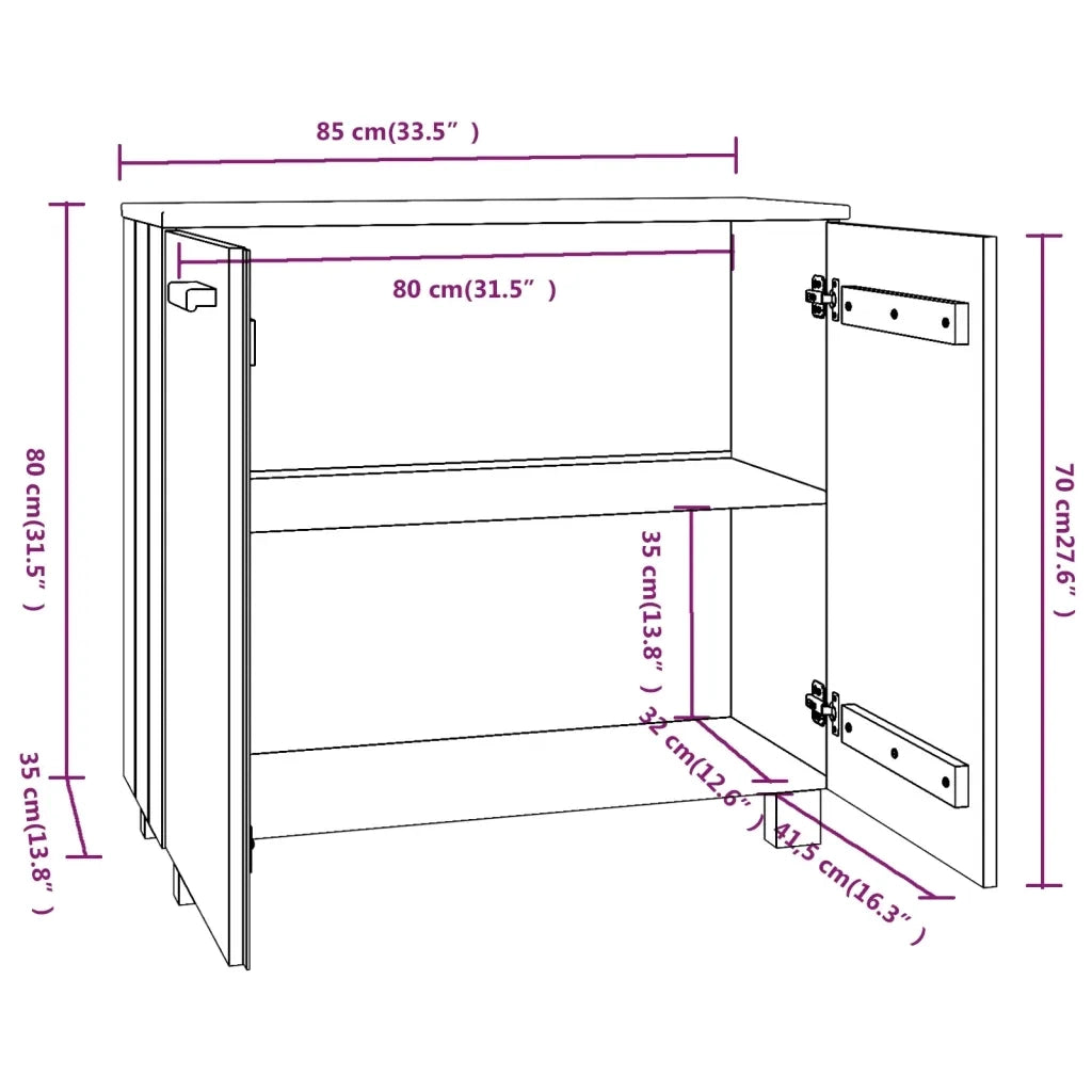 Credenza HAMAR ambra 85x35x80 cm in Legno Massello di Pino 340492