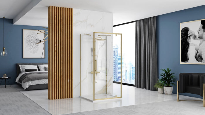 Cabina Doccia Ad Angolo Rapid Swing Brush Gold 100x100