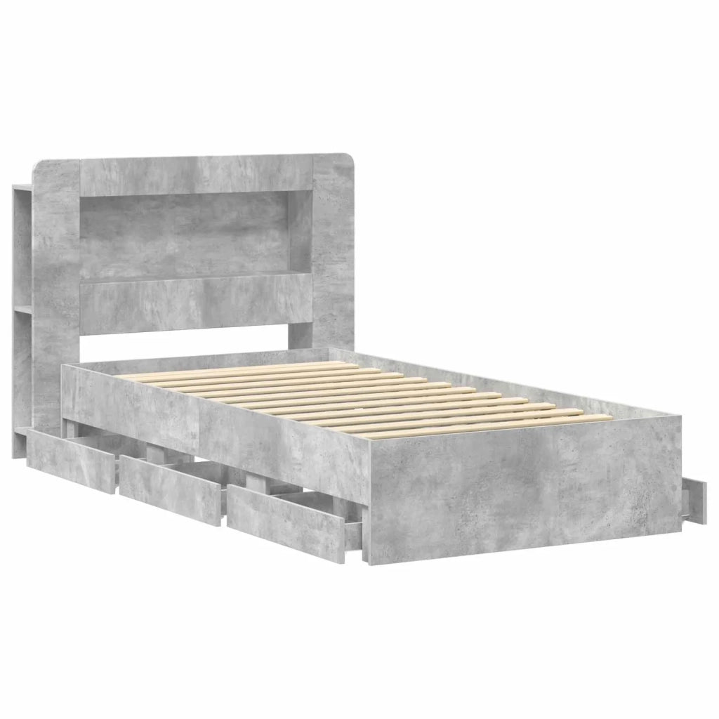 Struttura del letto con stoccaggio e testata Grigio Cemento 3433992