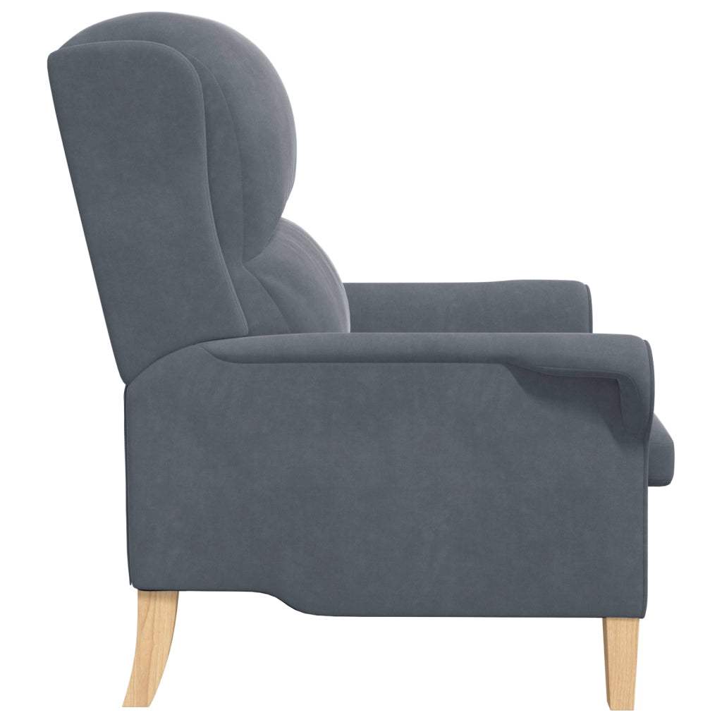 Poltrona Grigio Scuro Grigio scuro Tessuto con gambe in legno