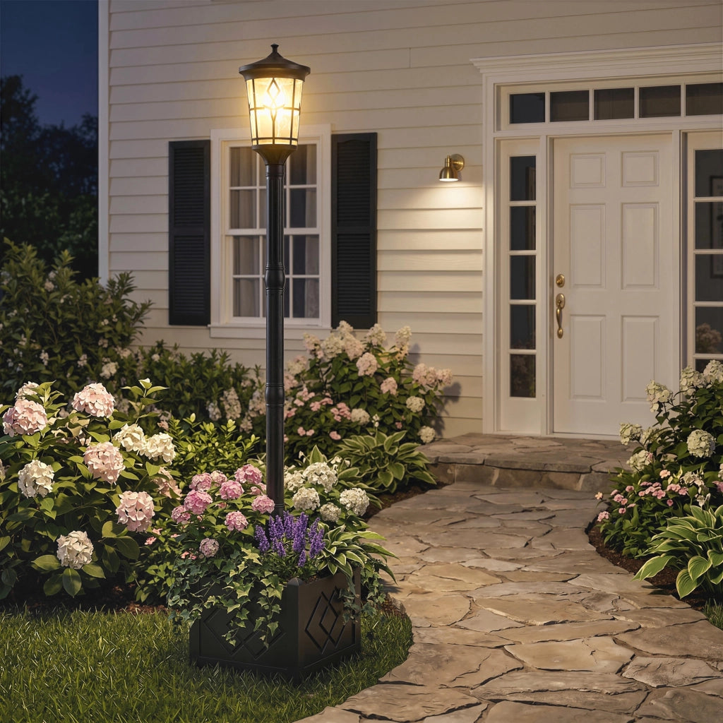 Lampada Solare da Giardino con Vaso ¨C Zephmum ¨C 2 Luci 100/50 lm IP44 Nero