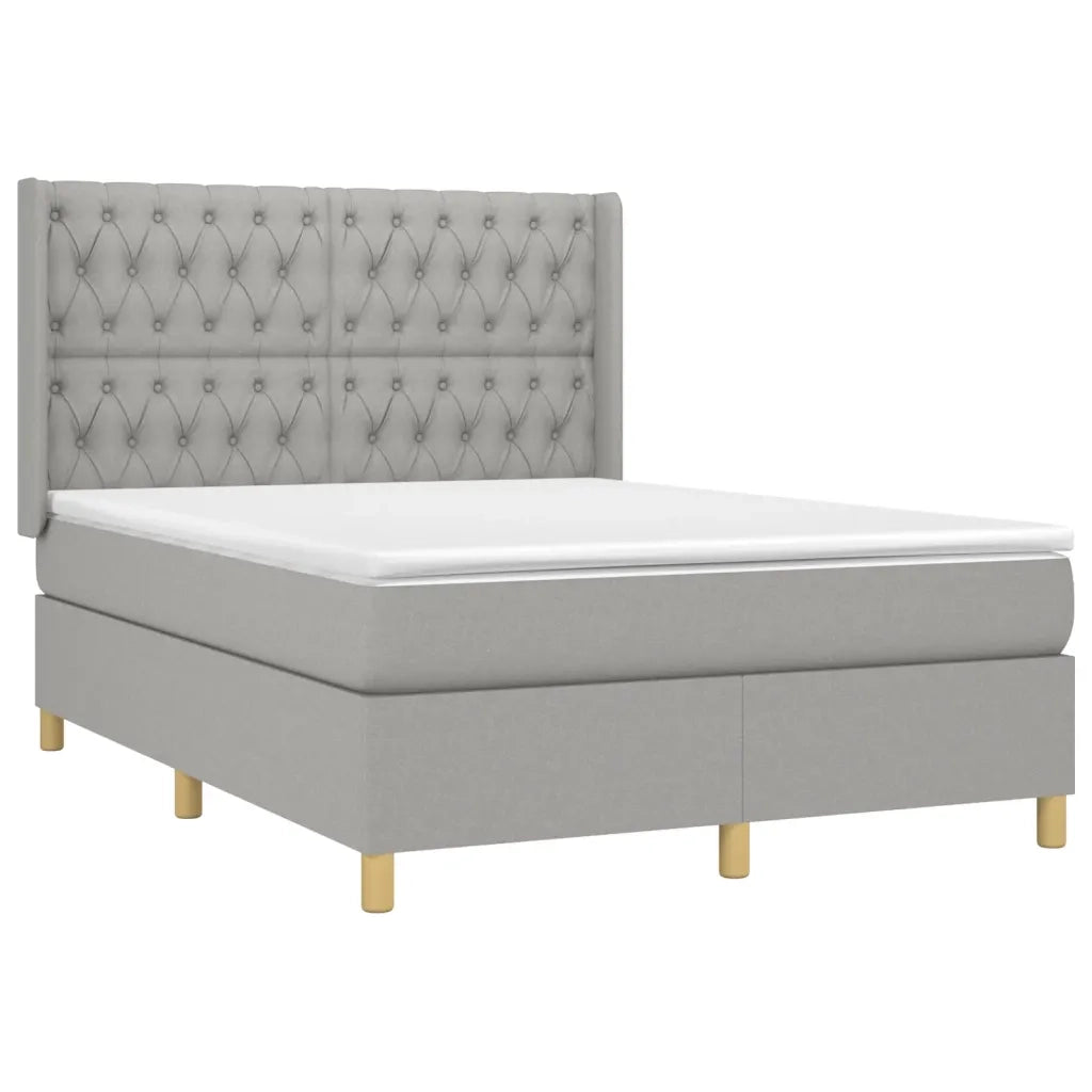 Letto a Molle Materasso e LED Grigio Chiaro 140x190 cm Tessuto 3139109