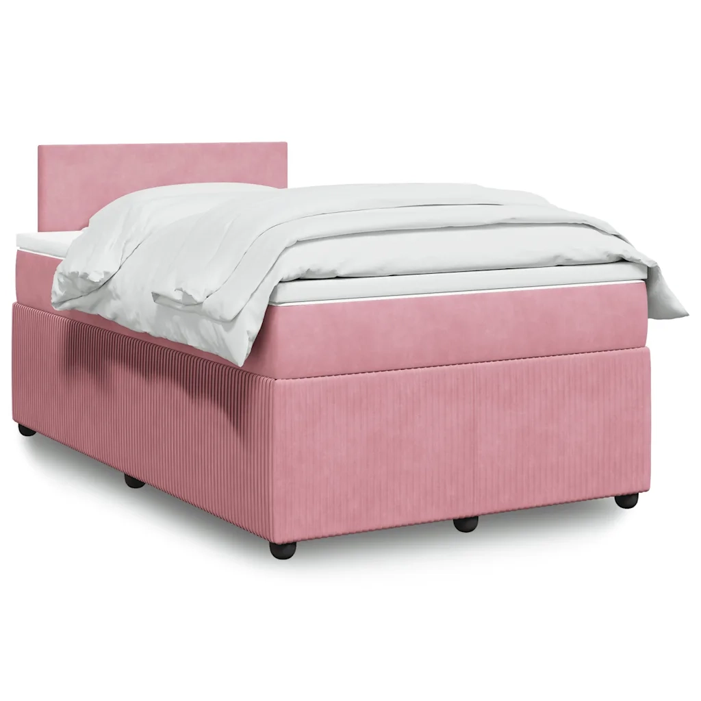 Giroletto a Molle con Materasso Rosa 120x200 cm in Velluto
